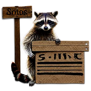 Raccoon Holding Sign PNG 4