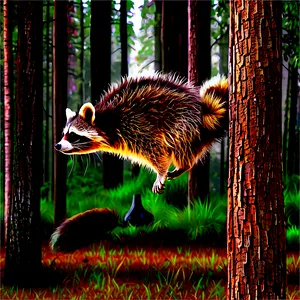 Raccoon In Forest Background Png 67 PNG image