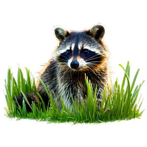Raccoon In Grass Png 05242024 PNG image
