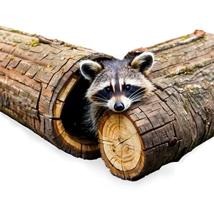 Raccoon In Hollow Log PNG 05232024 PNG