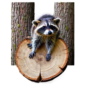 Raccoon In Hollow Log PNG Xau52 PNG