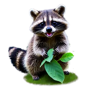Raccoon Playing With Leaves PNG 45 PNG