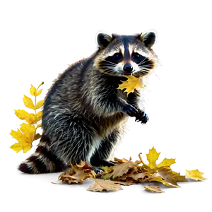 Raccoon Playing With Leaves PNG Tkt40 PNG