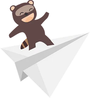 Raccoon Riding Paper Plane