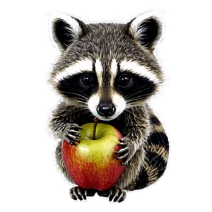 Raccoon With Apple PNG 05232024