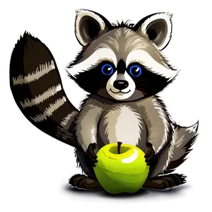 Raccoon With Apple PNG 05232024