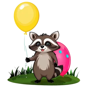 Raccoon With Balloon PNG 05232024