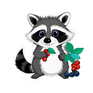 Raccoon With Berries PNG Bbp