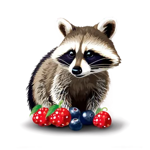 Raccoon With Berries PNG Cam