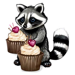 Raccoon With Cupcake PNG 05232024 PNG