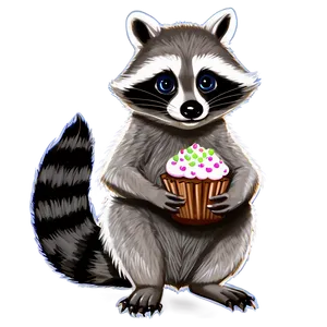 Raccoon With Cupcake PNG 05232024 PNG
