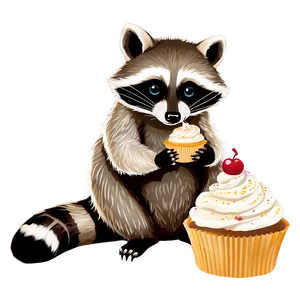 Raccoon With Cupcake Png 05242024 PNG image