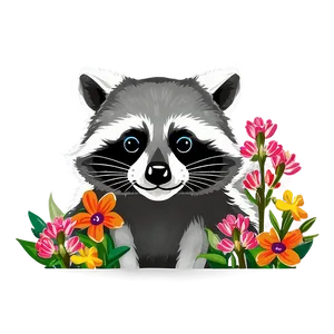 Raccoon With Flowers Png 2 PNG image