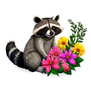 Raccoon With Flowers Png Ffm PNG image