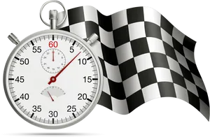Racing Checkered Flagand Stopwatch PNG image