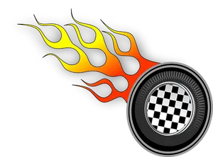 Racing Flamesand Checkered Wheel PNG image