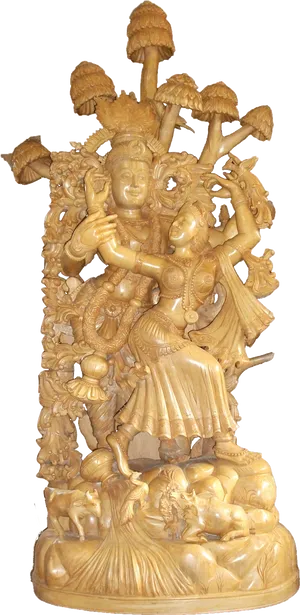 Radha Krishna Eternal Love Sculpture PNG image