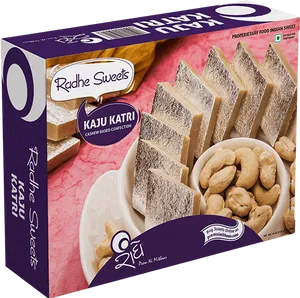 Radhe Sweets Kaju Katli Box PNG image