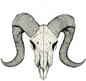 Radiant Horned Skull Illustration.png PNG