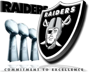 Raiders Logoand Super Bowl Trophies PNG image