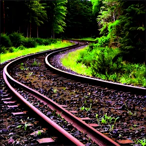 Railroad Tracks Through Forest PNG Wcx85