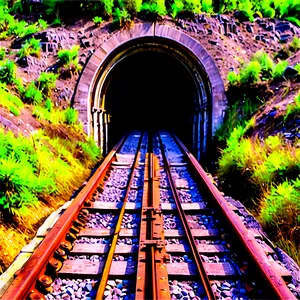 Railroad Tunnel Through Mountain PNG 69