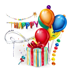 Rainbow Birthday Balloon PNG 06272024