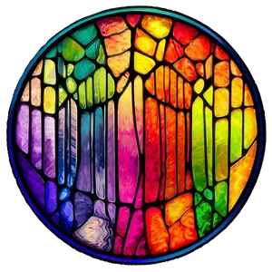 Rainbow Circle Stained Glass Effect PNG Lwo PNG