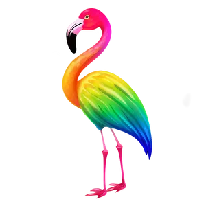 Rainbow-colored Flamingo PNG 41
