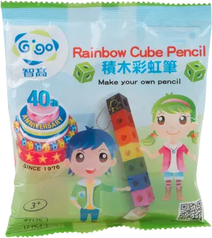 Rainbow Cube Pencil Packaging PNG image