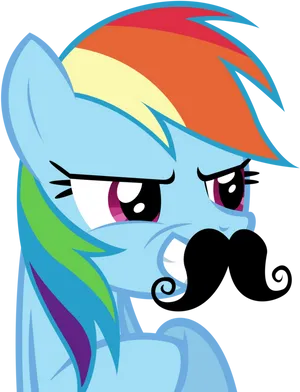 Rainbow Dash With Mustache Illustration