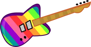 Rainbow Electric Guitar Illustration PNG image