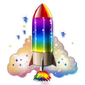 Rainbow Firework Rocket PNG 06212024