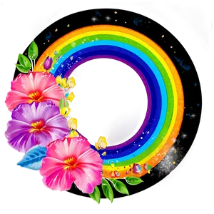 Rainbow Flower Circle PNG 06252024