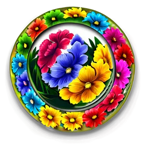 Rainbow Flower Circle PNG Ccc