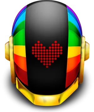 Rainbow Heart Daft Punk Helmet PNG image