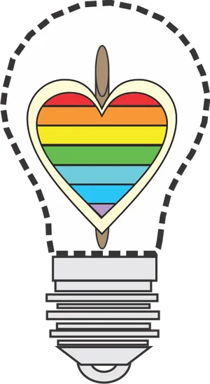 Rainbow Heart Lightbulb Illustration PNG image