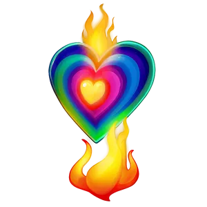 Rainbow Heart On Fire PNG Ifn40 PNG