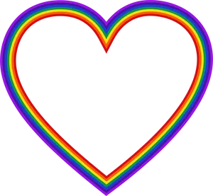 Rainbow Heart Outline Graphic PNG