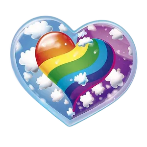 Rainbow Heart With Clouds PNG Uhx PNG