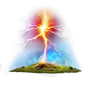 Rainbow Lightning Strike PNG Tce54