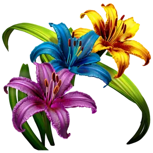 Rainbow Lilies Fantasy Png 06282024 PNG image