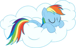 Rainbow Maned Pony On Cloud PNG
