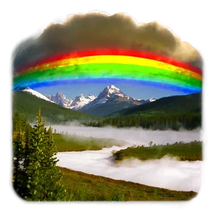 Rainbow Over Mountain Valley Photo PNG 05212024