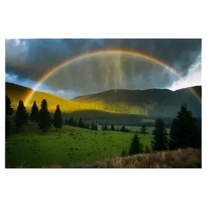 Rainbow Over Mountain Valley Photo Png Iib98 PNG image