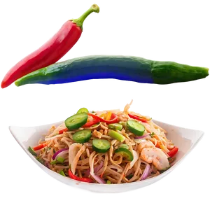 Rainbow Pad Thai With Peppers PNG Keo10 PNG