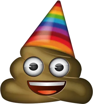 Rainbow Party Hat Poop Emoji PNG image