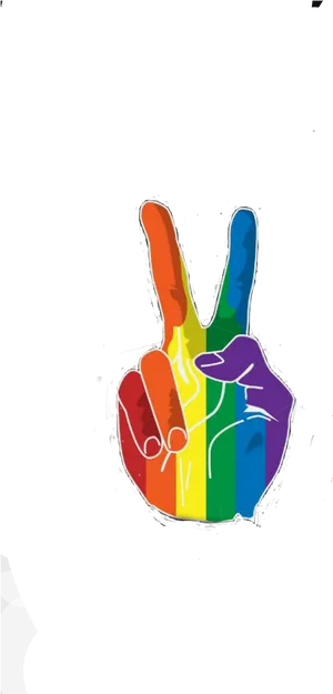 Rainbow Peace Sign Hand Gesture PNG