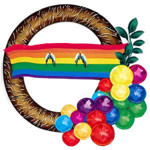 Rainbow Pride Wreath PNG Ewv