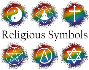 Rainbow Religious Symbols Collage PNG